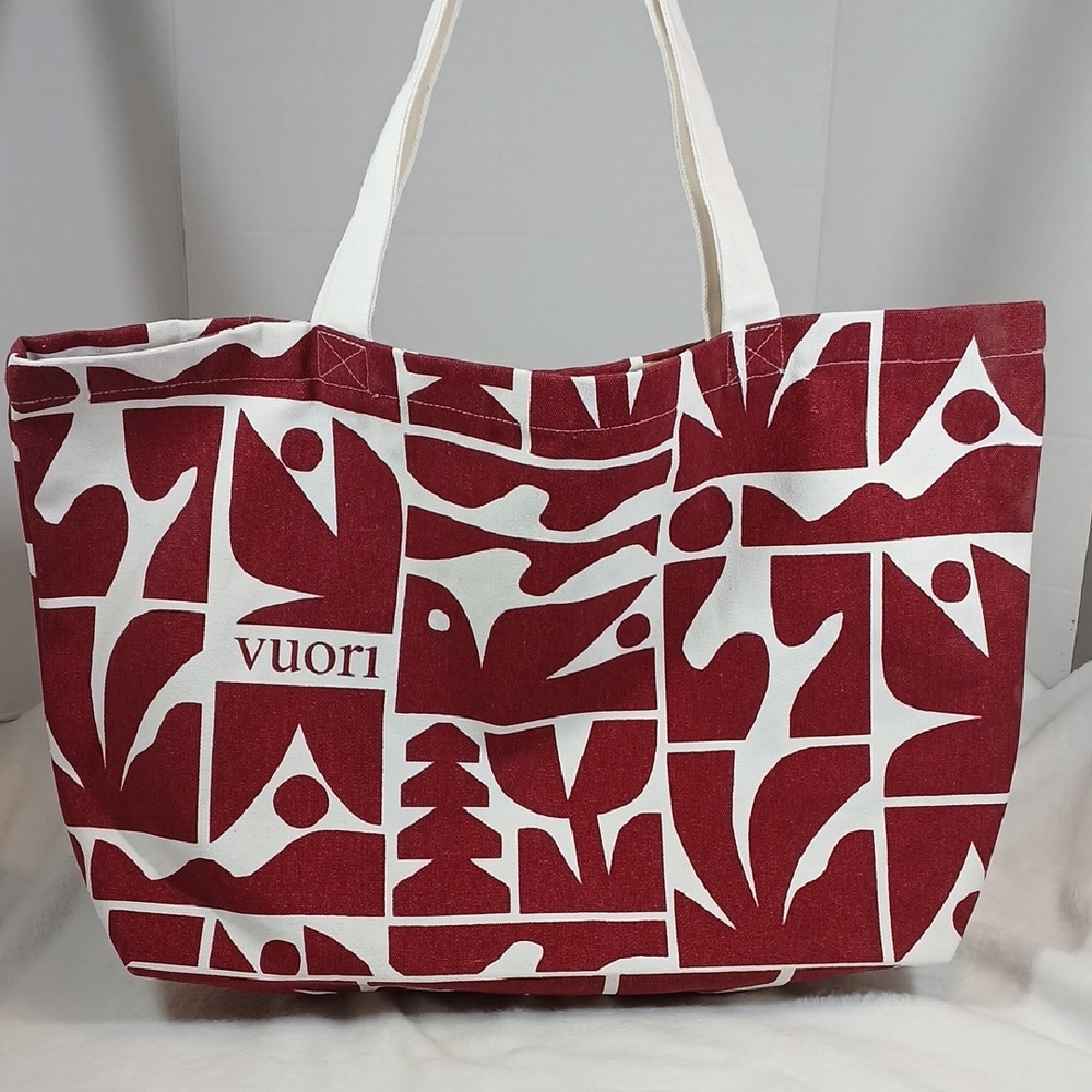 Vuori Limited Edition Holiday Burgundy/ White Graphic Tote Bag